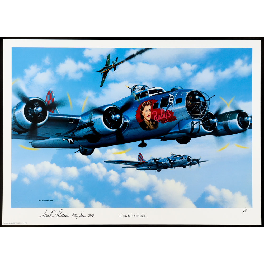 Carl Peterson Signed Stan Stokes "Ruby's Fortress" Lithograph Inscribed "Maj Gen USAF" (AIV) at PristineAuction.com