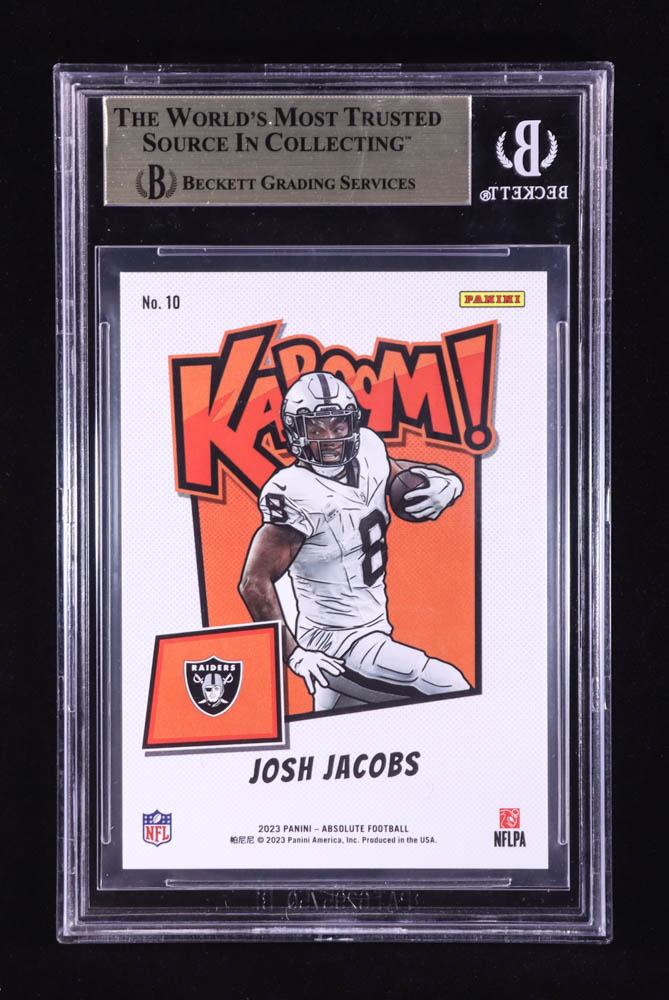 Josh Jacobs 2023 Absolute Kaboom Horizontal Gold #10 #04/10 (BGS 9.5) at PristineAuction.com Josh Jacobs 2023 Absolute Kaboom Horizontal Gold #10 #04/10 (BGS 9.5) at PristineAuction.com