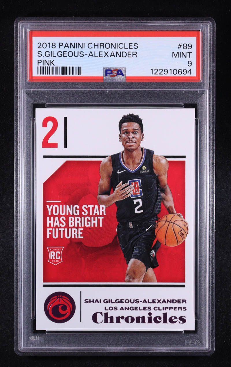 Shai Gilgeous-Alexander 2018-19 Panini Chronicles Pink #89 RC (PSA 9) at PristineAuction.com Shai Gilgeous-Alexander 2018-19 Panini Chronicles Pink #89 RC (PSA 9) at PristineAuction.com