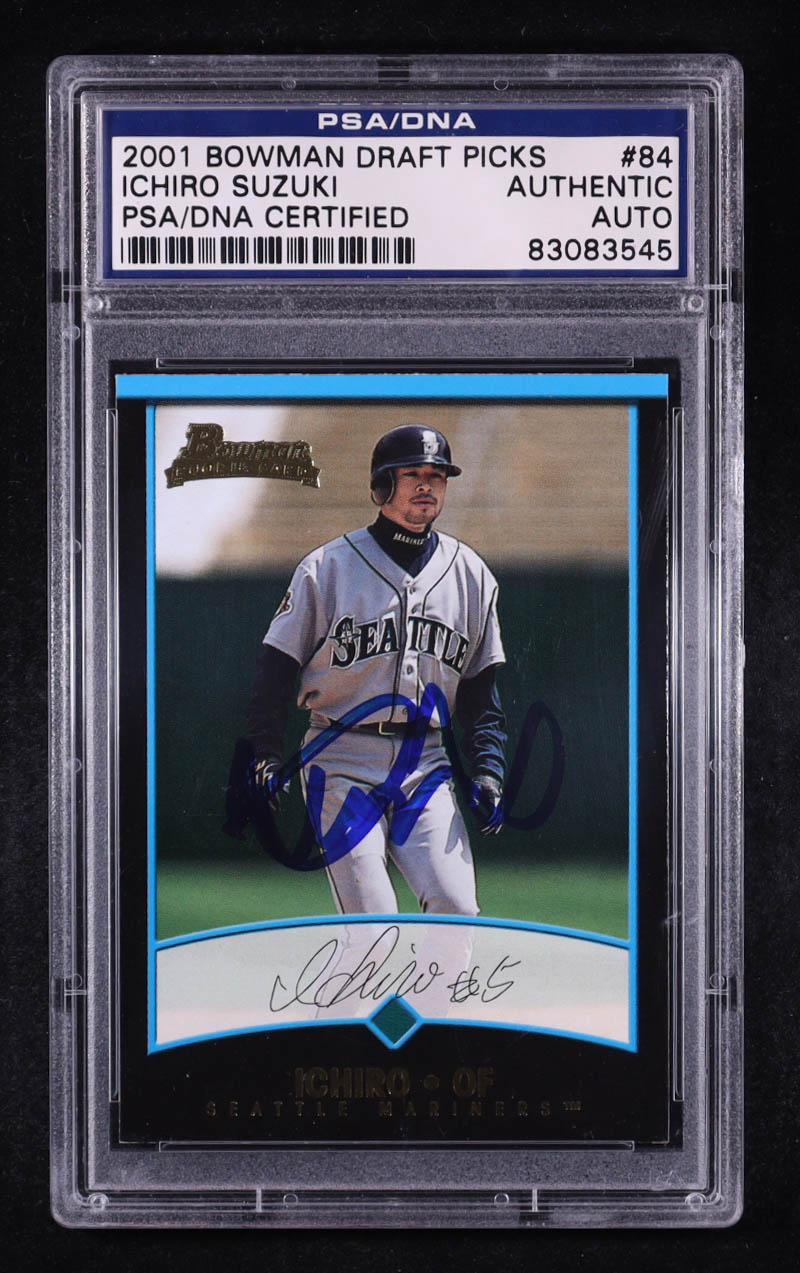 Ichiro Suzuki Signed 2001 Bowman Draft #BDP84 RC (PSA) at PristineAuction.com Ichiro Suzuki Signed 2001 Bowman Draft #BDP84 RC (PSA) at PristineAuction.com
