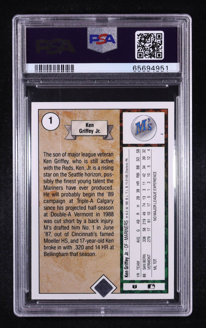 Ken Griffey Jr. 1989 Upper Deck #1 RC (PSA 8) at PristineAuction.com Ken Griffey Jr. 1989 Upper Deck #1 RC (PSA 8) at PristineAuction.com