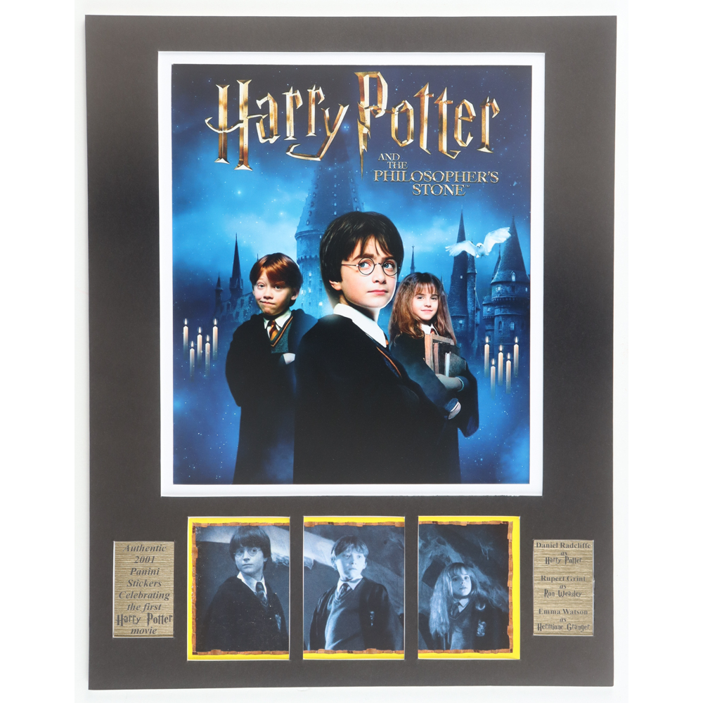 "Harry Potter and the Philosopher's Stone" 11x14 Custom Matted 2001 Panini (3) Sticker Display at PristineAuction.com
