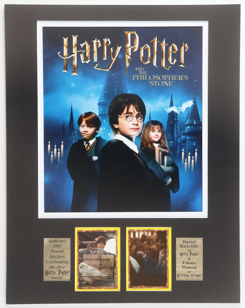 "Harry Potter and the Philosopher's Stone" 11x14 Custom Matted 2001 Panini (2) Sticker Display at PristineAuction.com "Harry Potter and the Philosopher's Stone" 11x14 Custom Matted 2001 Panini (2) Sticker Display at PristineAuction.com