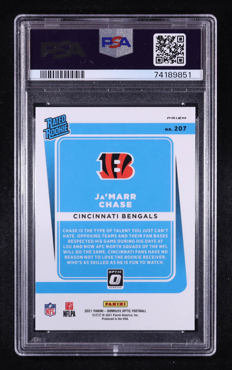 Ja'Marr Chase 2021 Donruss Optic Green Velocity #207 RR RC (PSA 10) at PristineAuction.com Ja'Marr Chase 2021 Donruss Optic Green Velocity #207 RR RC (PSA 10) at PristineAuction.com