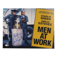 Charlie Sheen & Emilio Estevez Signed "Men At Work" 11x14 Poster (JSA) at PristineAuction.com
