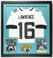 Trevor Lawrence Signed Custom Framed Jersey Display with Photos (Fanatics) at PristineAuction.com