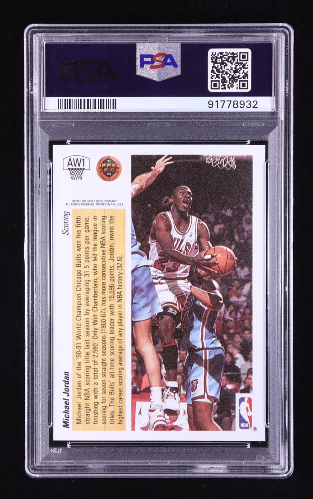 Michael Jordan 1991-92 Upper Deck Award Winner Holograms #AW1 Scoring Leader (PSA 9) at PristineAuction.com Michael Jordan 1991-92 Upper Deck Award Winner Holograms #AW1 Scoring Leader (PSA 9) at PristineAuction.com