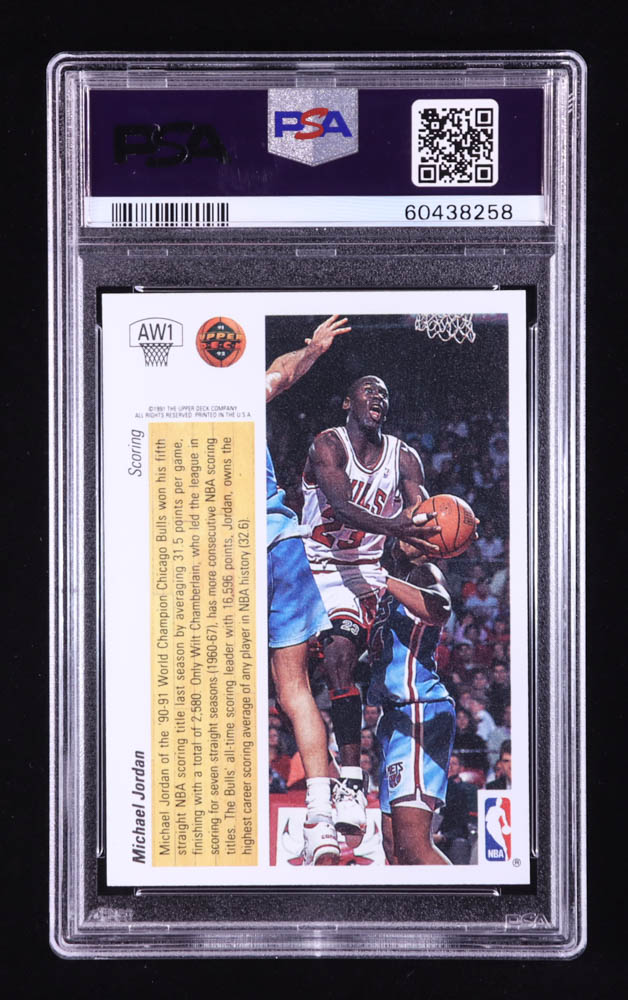 Michael Jordan 1991-92 Upper Deck Award Winner Holograms #AW1 Scoring Leader (PSA 9) at PristineAuction.com Michael Jordan 1991-92 Upper Deck Award Winner Holograms #AW1 Scoring Leader (PSA 9) at PristineAuction.com