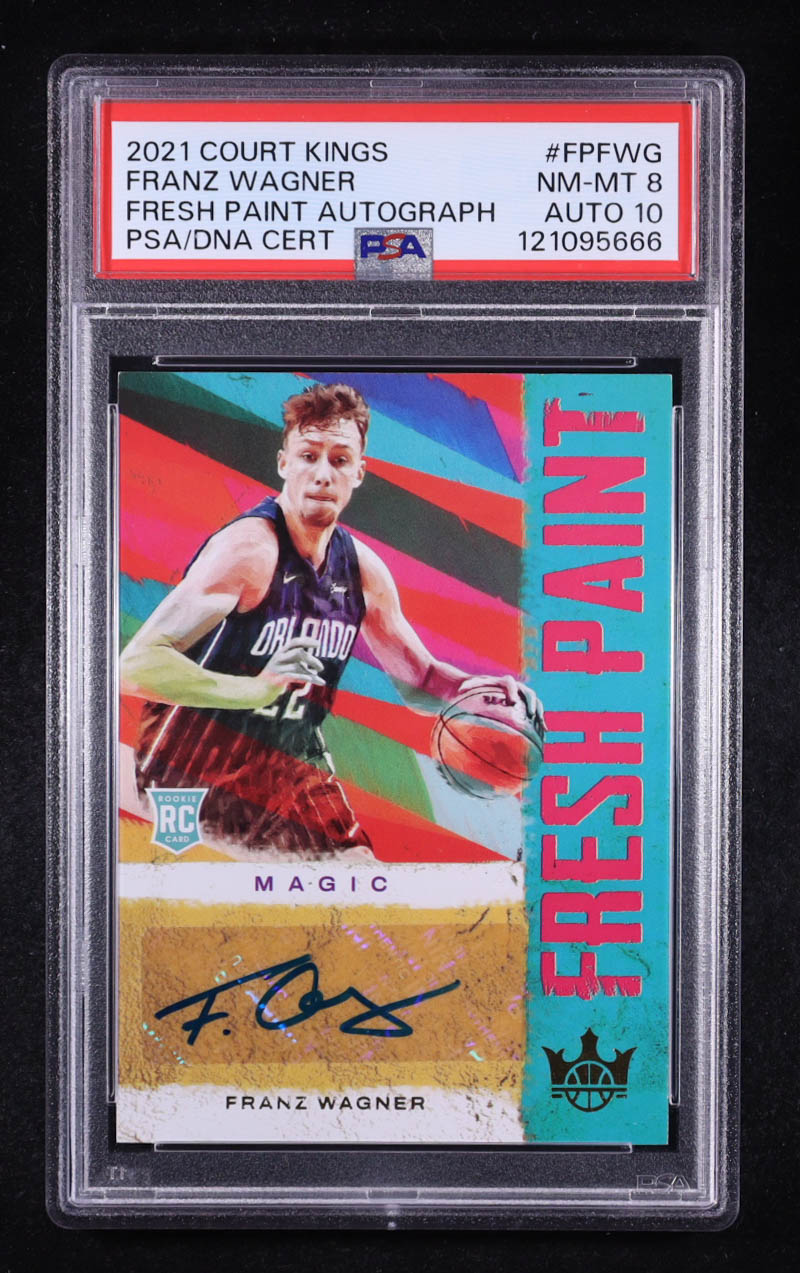 Franz Wagner 2021-22 Court Kings Fresh Paint Autographs #38 RC #015/199 (PSA 8 | Autograph Grade 10) at PristineAuction.com Franz Wagner 2021-22 Court Kings Fresh Paint Autographs #38 RC #015/199 (PSA 8 | Autograph Grade 10) at PristineAuction.com