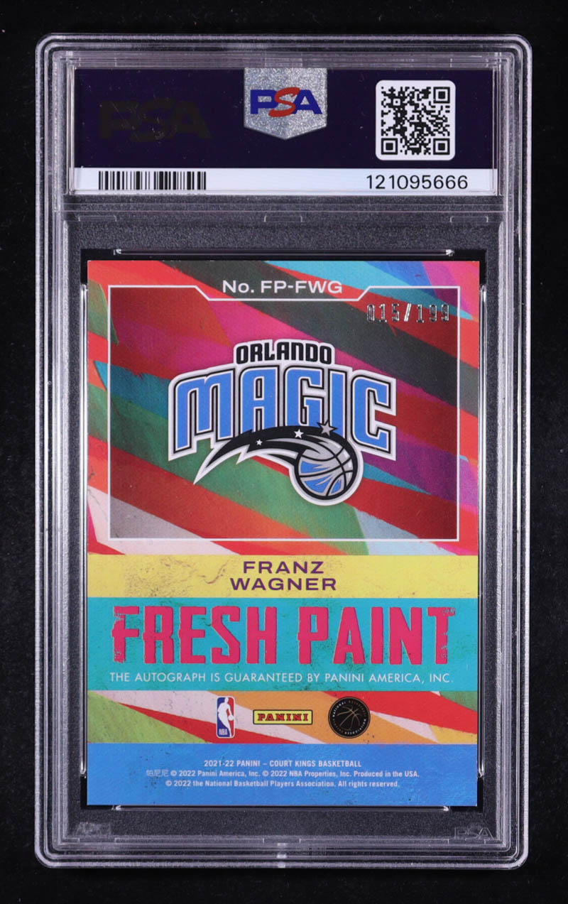 Franz Wagner 2021-22 Court Kings Fresh Paint Autographs #38 RC #015/199 (PSA 8 | Autograph Grade 10) at PristineAuction.com Franz Wagner 2021-22 Court Kings Fresh Paint Autographs #38 RC #015/199 (PSA 8 | Autograph Grade 10) at PristineAuction.com
