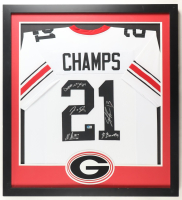 Custom Framed Jersey Display Signed by (5) with Jordan Davis, James Cook, Devonte Wyatt, Nakobe Dean (Beckett) at PristineAuction.com