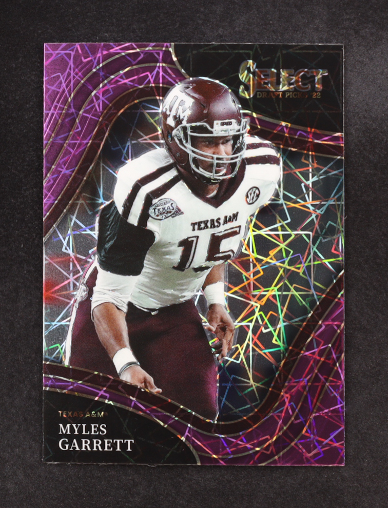 Myles Garrett 2022 Panini Select Draft Picks Purple Lazer Prizm #152 at PristineAuction.com Myles Garrett 2022 Panini Select Draft Picks Purple Lazer Prizm #152 at PristineAuction.com