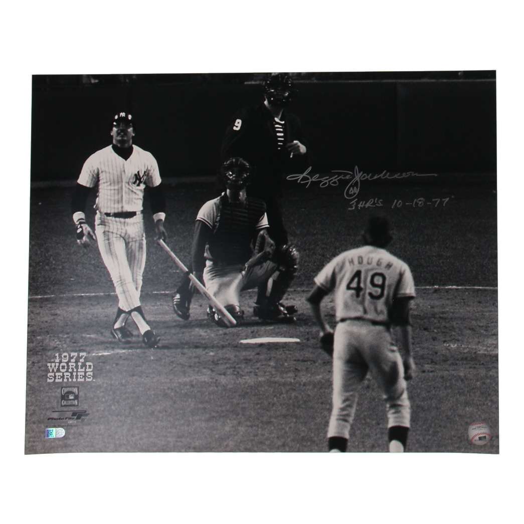 Reggie Jackson Signed Yankees 16x20 Photo Inscribed "3 HR's 10-18-77" (AIV) at PristineAuction.com Reggie Jackson Signed Yankees 16x20 Photo Inscribed "3 HR's 10-18-77" (AIV) at PristineAuction.com