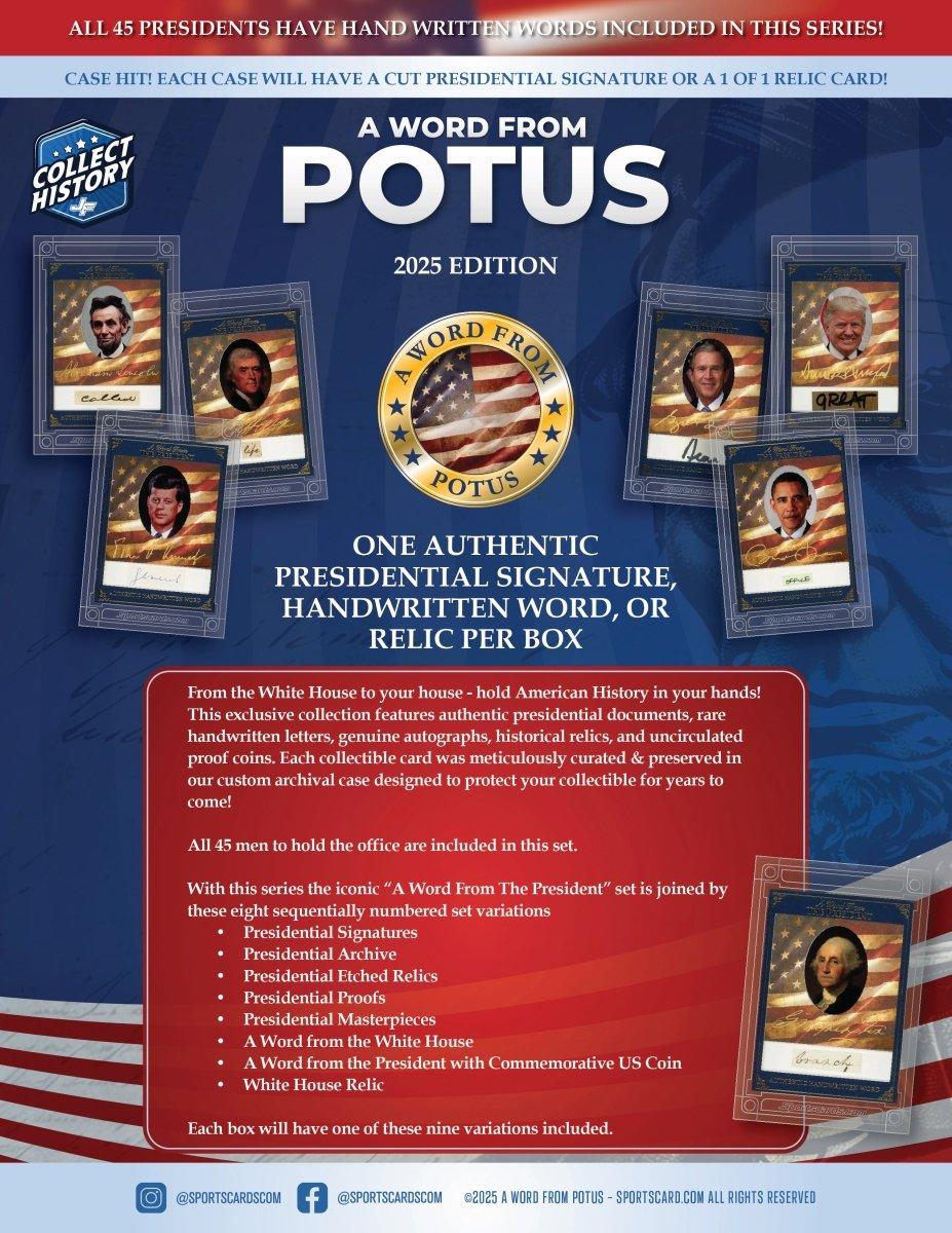 2025 A Word From POTUS Display Box (10 Sealed Boxes) at PristineAuction.com 2025 A Word From POTUS Display Box (10 Sealed Boxes) at PristineAuction.com
