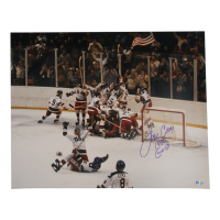 Jim Craig Signed Team USA 16x20 Photo Inscribed "1980 Gold" (AIV) at PristineAuction.com