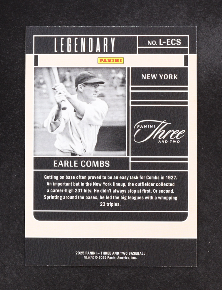 Earle Combs 2025 Panini Legendary Three And Two #L-ECS #21/99 at PristineAuction.com Earle Combs 2025 Panini Legendary Three And Two #L-ECS #21/99 at PristineAuction.com