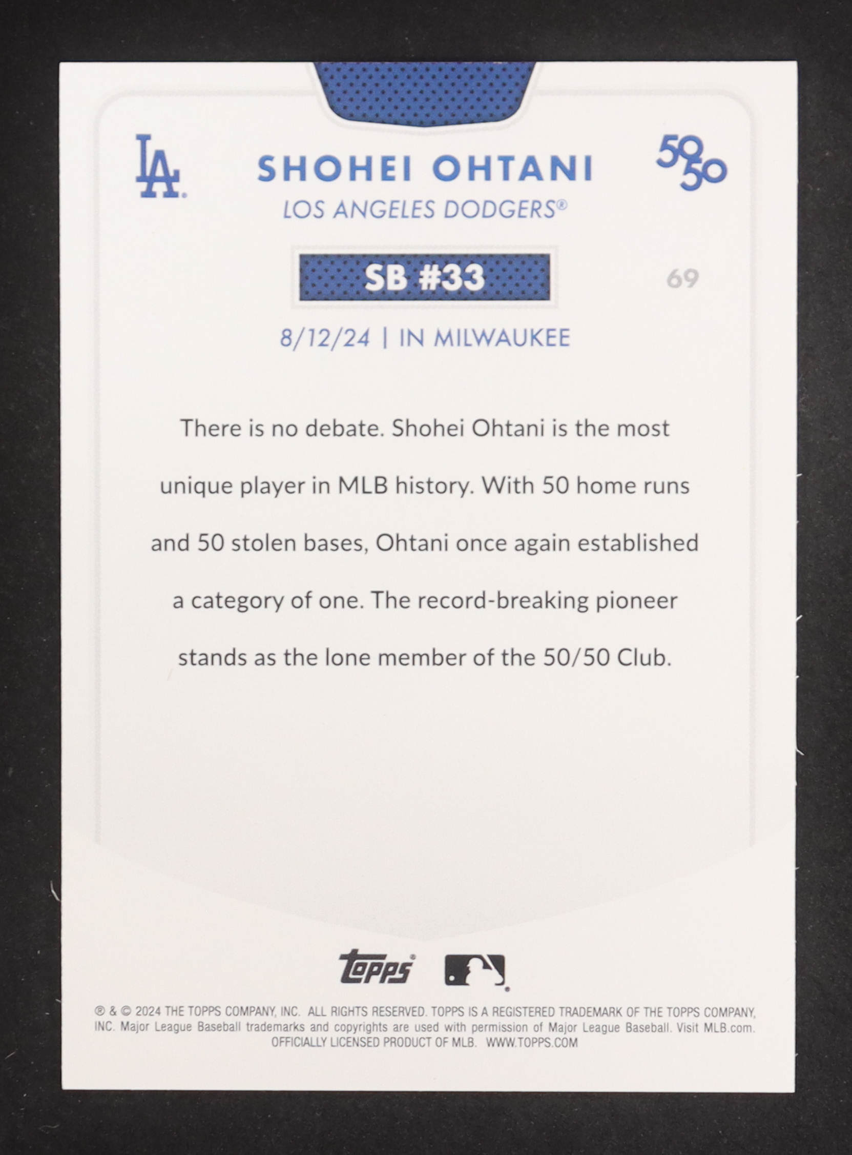Shohei Ohtani 2024 Topps 50/50 Ohtani #69 at PristineAuction.com Shohei Ohtani 2024 Topps 50/50 Ohtani #69 at PristineAuction.com
