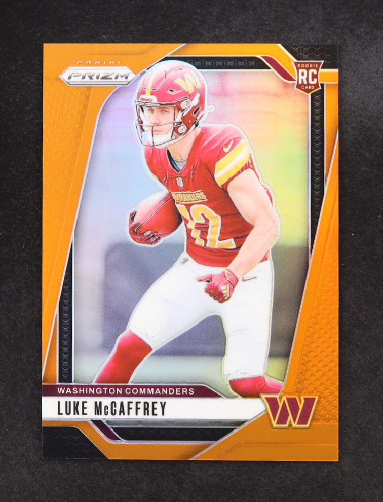 Luke McCaffrey 2024 Panini Prizm Orange #367 RC #017/249 at PristineAuction.com Luke McCaffrey 2024 Panini Prizm Orange #367 RC #017/249 at PristineAuction.com