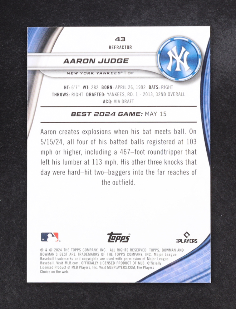 Aaron Judge 2024 Bowman's Best Mini-Diamond Refractors #43 at PristineAuction.com Aaron Judge 2024 Bowman's Best Mini-Diamond Refractors #43 at PristineAuction.com