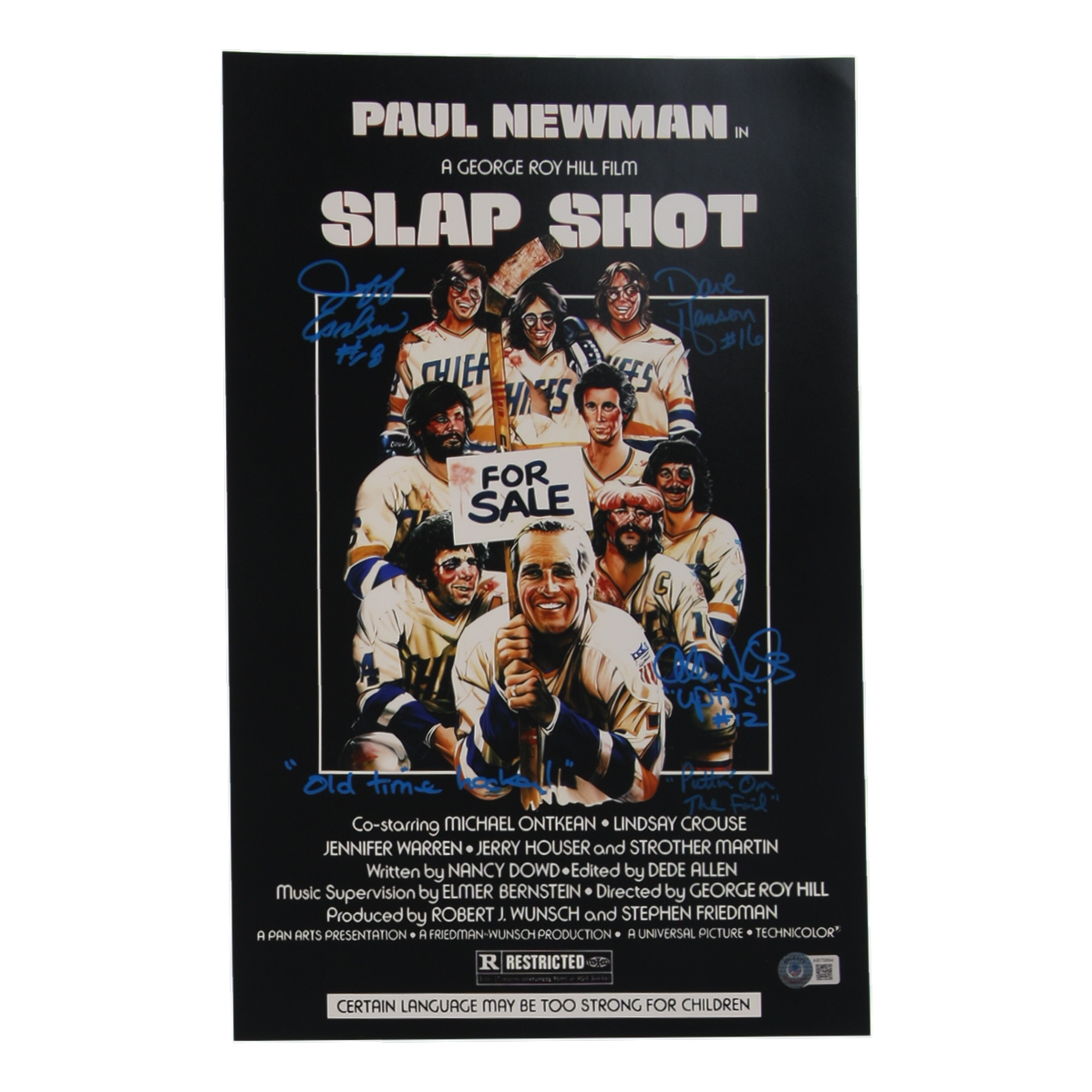 Allan Nicholls, Dave Hanson & Jeff Carlson Signed "Slap Shot" 11x17 Movie Poster Photo Inscribed "Old Time Hockey" (Beckett) at PristineAuction.com Allan Nicholls, Dave Hanson & Jeff Carlson Signed "Slap Shot" 11x17 Movie Poster Photo Inscribed "Old Time Hockey" (Beckett) at PristineAuction.com