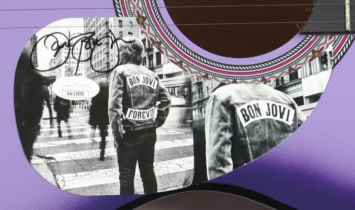 Jon Bon Jovi Guitar with Signed Custom Insert Pickguard (JSA) at PristineAuction.com Jon Bon Jovi Guitar with Signed Custom Insert Pickguard (JSA) at PristineAuction.com