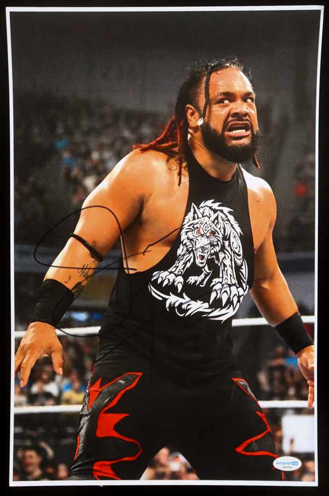 Jacob Fatu Signed WWE 11x17 Photo (ACOA) at PristineAuction.com Jacob Fatu Signed WWE 11x17 Photo (ACOA) at PristineAuction.com