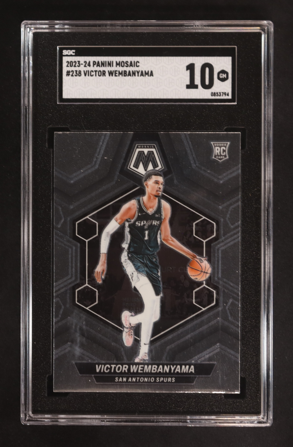 Victor Wembanyama 2023-24 Panini Mosaic #238 RC (SGC 10) at PristineAuction.com Victor Wembanyama 2023-24 Panini Mosaic #238 RC (SGC 10) at PristineAuction.com