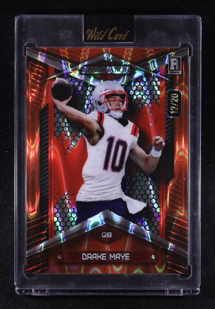 Drake Maye 2024 Wild Card Alumination Red Lava #BCDM #12/20 RC at PristineAuction.com Drake Maye 2024 Wild Card Alumination Red Lava #BCDM #12/20 RC at PristineAuction.com