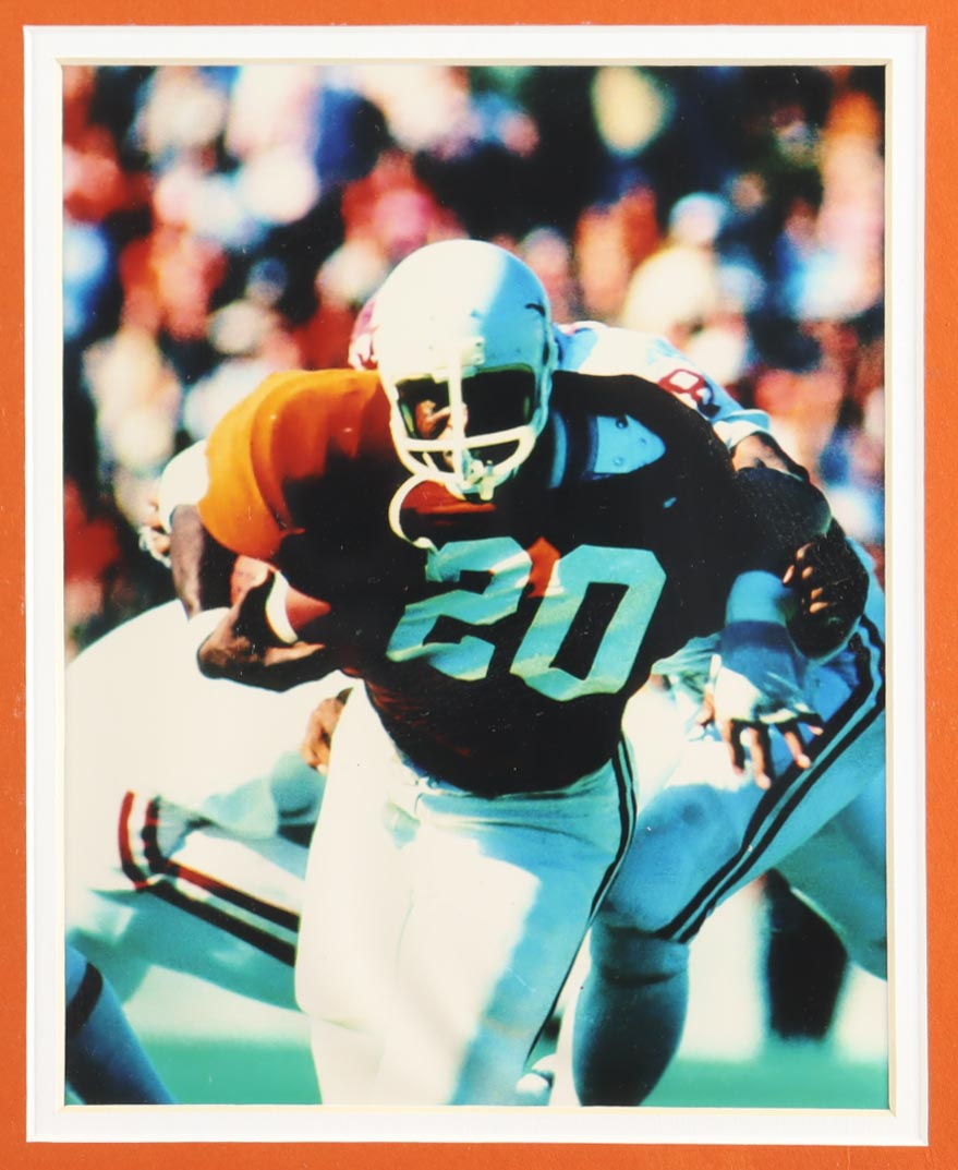 Earl Campbell Signed Custom Framed Jersey Display with Photos Inscribed "HT 77" (JSA) at PristineAuction.com Earl Campbell Signed Custom Framed Jersey Display with Photos Inscribed "HT 77" (JSA) at PristineAuction.com