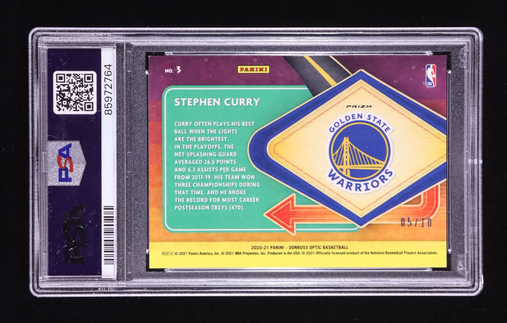 Stephen Curry 2020-21 Donruss Optic Express Lane Gold #3 #05/10 (PSA 9) at PristineAuction.com Stephen Curry 2020-21 Donruss Optic Express Lane Gold #3 #05/10 (PSA 9) at PristineAuction.com