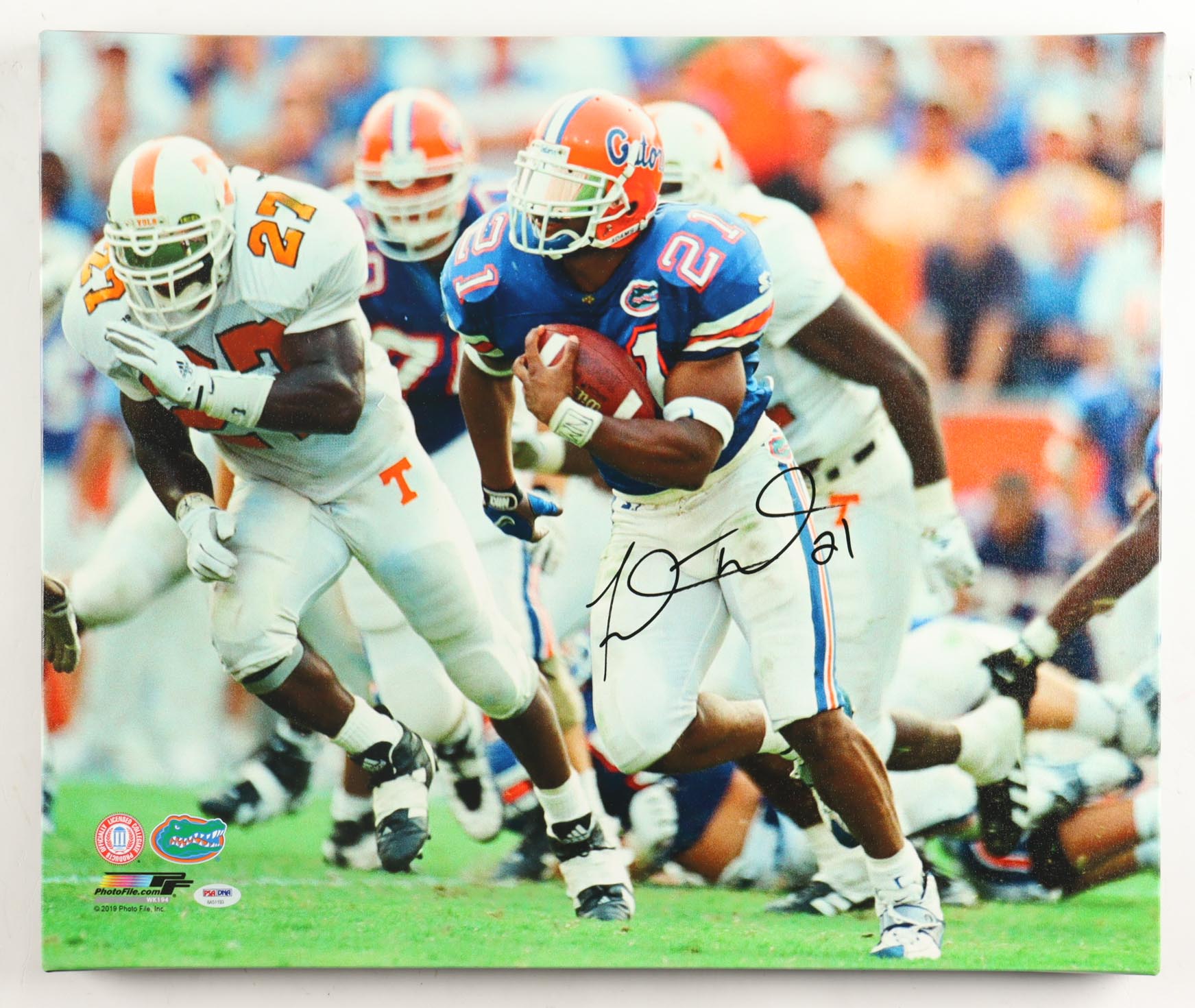 Fred Taylor Signed Florida Gators Custom Framed Serigraph on Canvas Display (PSA) at PristineAuction.com Fred Taylor Signed Florida Gators Custom Framed Serigraph on Canvas Display (PSA) at PristineAuction.com