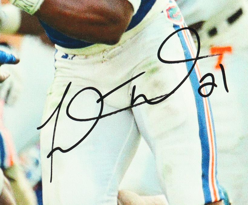 Fred Taylor Signed Florida Gators Custom Framed Serigraph on Canvas Display (PSA) at PristineAuction.com Fred Taylor Signed Florida Gators Custom Framed Serigraph on Canvas Display (PSA) at PristineAuction.com