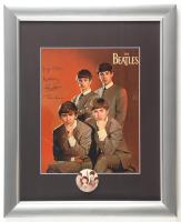 "The Beatles" Custom Framed Print Display with Beatles 1964 Pin at PristineAuction.com