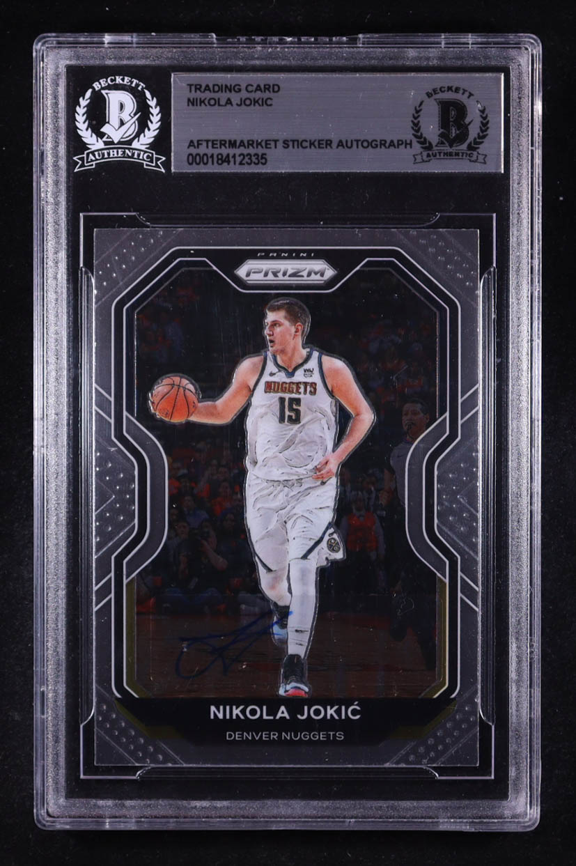 Nikola Jokic Signed Sticker On 2020-21 Panini Prizm #114 (BGS) at PristineAuction.com Nikola Jokic Signed Sticker On 2020-21 Panini Prizm #114 (BGS) at PristineAuction.com
