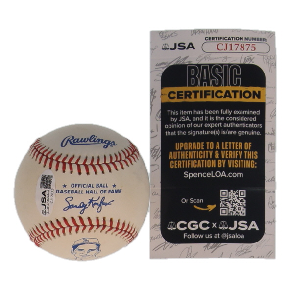 Roger Clemens Signed 1972 Hall of Fame Sandy Koufax Logo Baseball (JSA) at PristineAuction.com Roger Clemens Signed 1972 Hall of Fame Sandy Koufax Logo Baseball (JSA) at PristineAuction.com