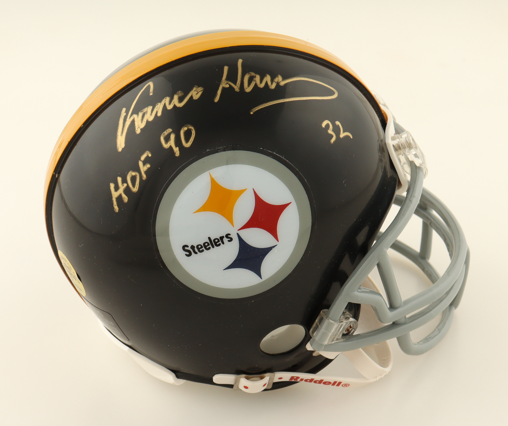 Franco Harris Signed Steelers Mini Helmet Inscribed "HOF 90" (TSE) at PristineAuction.com Franco Harris Signed Steelers Mini Helmet Inscribed "HOF 90" (TSE) at PristineAuction.com
