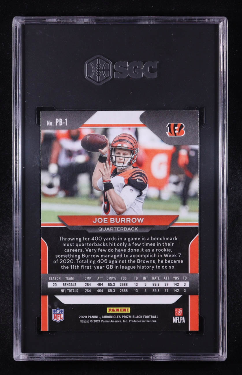 Joe Burrow 2020 Panini Chronicles Prizm Black #PB1 RC (SGC 9) at PristineAuction.com Joe Burrow 2020 Panini Chronicles Prizm Black #PB1 RC (SGC 9) at PristineAuction.com