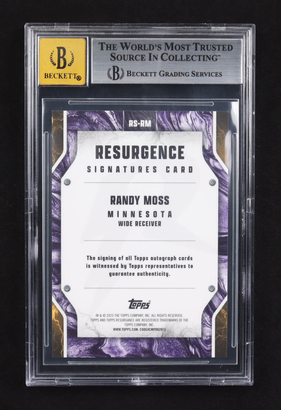 Randy Moss 2024 Topps Resurgence Signatures #RS-RM (BGS 9 | Autograph Graded BGS 10) at PristineAuction.com Randy Moss 2024 Topps Resurgence Signatures #RS-RM (BGS 9 | Autograph Graded BGS 10) at PristineAuction.com