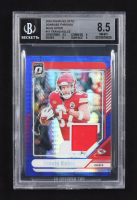 Travis Kelce 2024 Panini Donruss Optic Threads Blue Hyper MEM #DTB-TKE (BGS 8.5) at PristineAuction.com