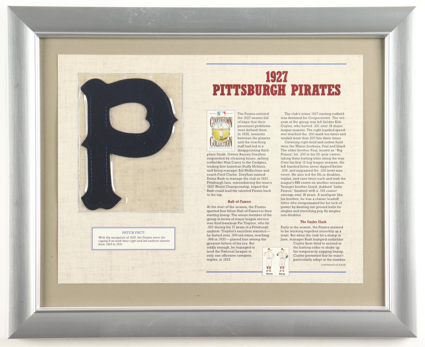 1927 Pirates Cooperstown Collection Custom Framed Commemorative Stat Card Display With Pirates Pin at PristineAuction.com 1927 Pirates Cooperstown Collection Custom Framed Commemorative Stat Card Display With Pirates Pin at PristineAuction.com