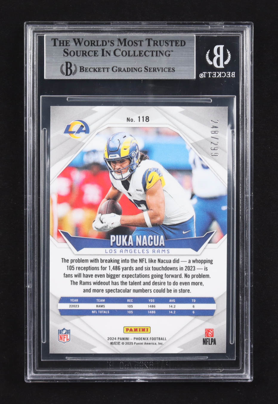 Puka Nacua 2024 Panini Mosaic Prizm Team Logos #118 #248/299 (BGS 9) at PristineAuction.com Puka Nacua 2024 Panini Mosaic Prizm Team Logos #118 #248/299 (BGS 9) at PristineAuction.com