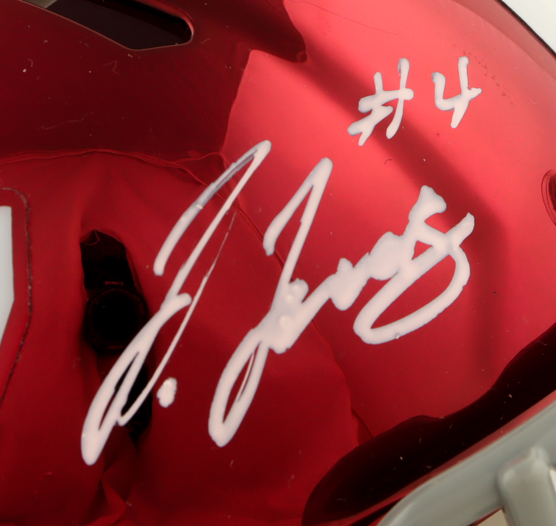 Jerry Jeudy Signed Alabama Crimson Tide Chrome Alternate Speed Mini Helmet (JSA) at PristineAuction.com Jerry Jeudy Signed Alabama Crimson Tide Chrome Alternate Speed Mini Helmet (JSA) at PristineAuction.com