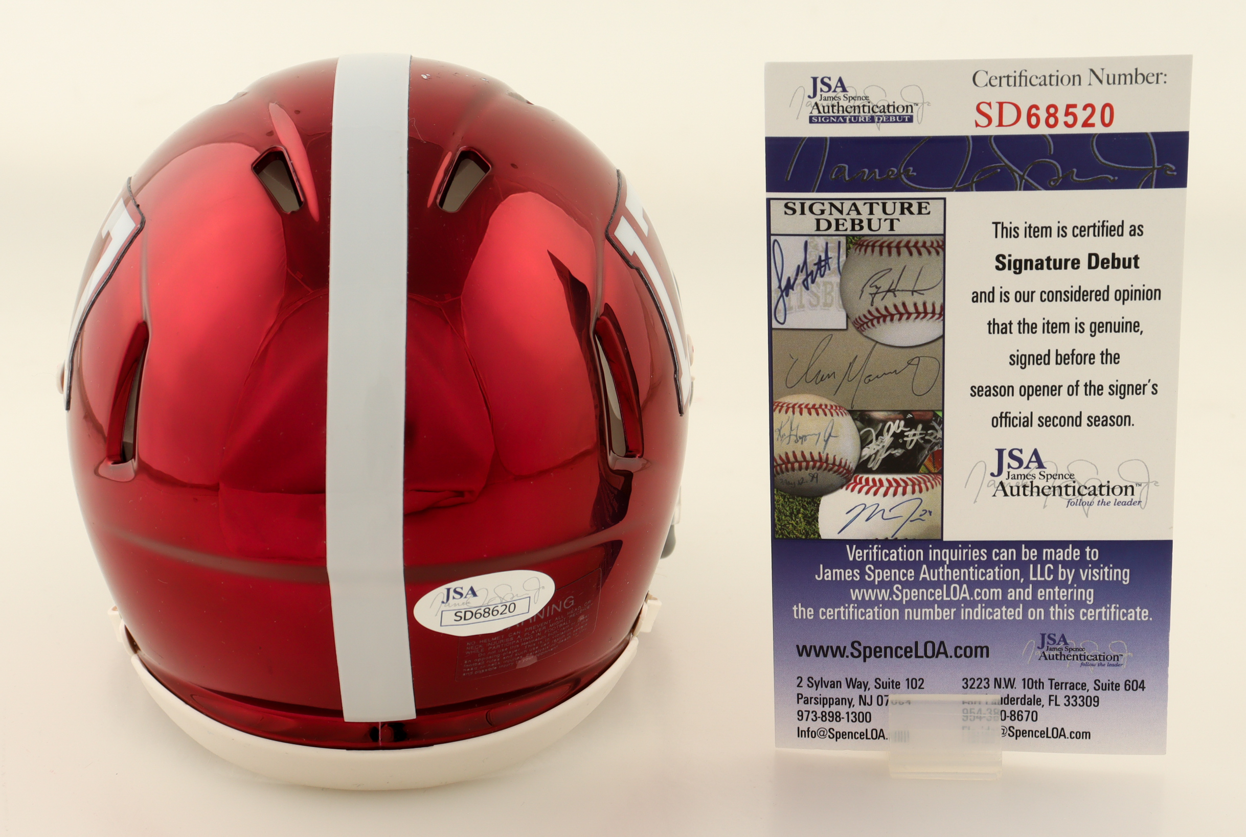 Jerry Jeudy Signed Alabama Crimson Tide Chrome Alternate Speed Mini Helmet (JSA) at PristineAuction.com Jerry Jeudy Signed Alabama Crimson Tide Chrome Alternate Speed Mini Helmet (JSA) at PristineAuction.com