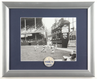 Brooklyn Dodgers Custom Framed Photo Display with 1955 Pin at PristineAuction.com