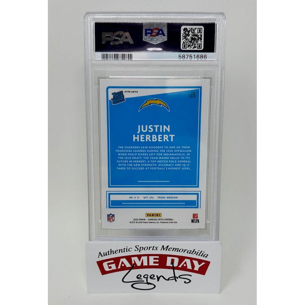 Justin Herbert 2020 Donruss Optic Teal Velocity #153 RR RC (PSA 10) at PristineAuction.com Justin Herbert 2020 Donruss Optic Teal Velocity #153 RR RC (PSA 10) at PristineAuction.com