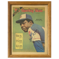 Hank Aaron Signed 1972 "The Sporting News" Custom Framed Magazine (PSA) at PristineAuction.com