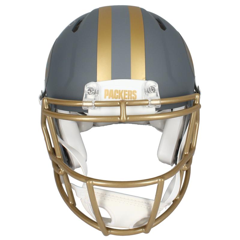 Brett Favre Signed Packers Full-Size Authentic On-Field Slate Alternate Speed Helmet (Beckett) at PristineAuction.com Brett Favre Signed Packers Full-Size Authentic On-Field Slate Alternate Speed Helmet (Beckett) at PristineAuction.com