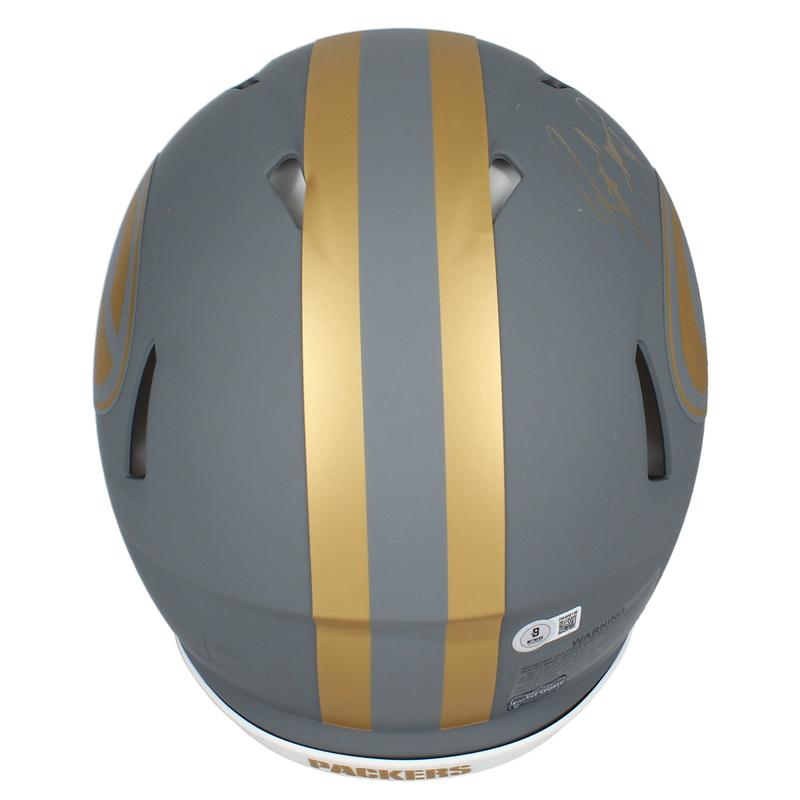 Brett Favre Signed Packers Full-Size Authentic On-Field Slate Alternate Speed Helmet (Beckett) at PristineAuction.com Brett Favre Signed Packers Full-Size Authentic On-Field Slate Alternate Speed Helmet (Beckett) at PristineAuction.com