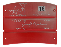 Joe Montana & Dwight Clark Signed Candlestick Park #16 Seat Back with Hand-Drawn "The Catch" Play & Inscriptions (Fanatics) at PristineAuction.com