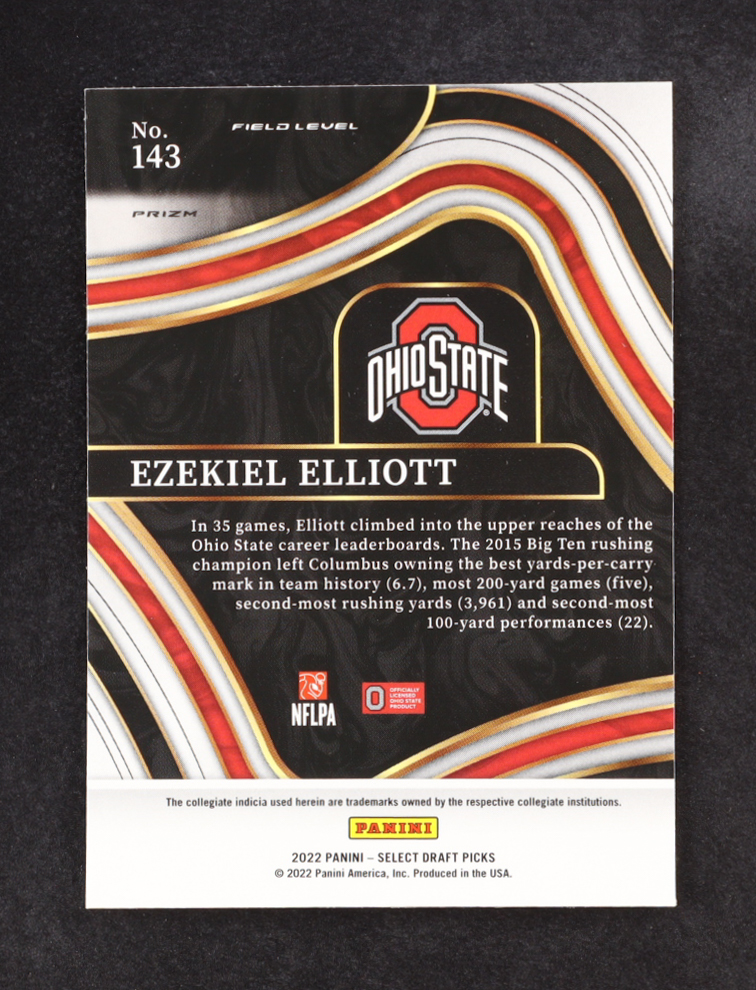 Ezekiel Elliot 2022 Select Draft Picks Purple Lazer #143 at PristineAuction.com Ezekiel Elliot 2022 Select Draft Picks Purple Lazer #143 at PristineAuction.com